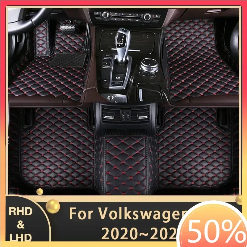 Car Floor Mats For VW Volkswagen Taos Tharu 2020~2023 Auto Custom Auto Foot Pads Leather Carpet Interior Accessories 2021 2022