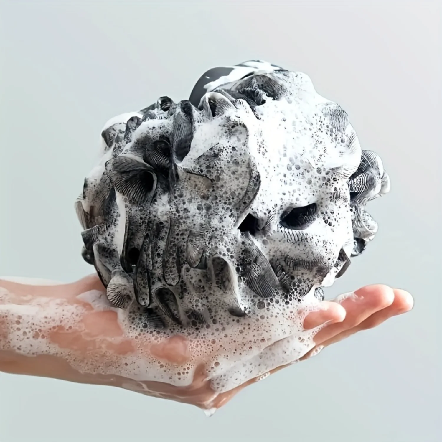 Luxury Bamboo Charcoal Bath Sponge - Large, Soft Mesh Shower Ball For Adults