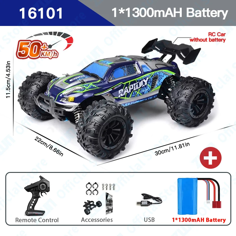 ZWN 1:16 70 km/u of 50 km/u 4WD RC auto met LED-afstandsbediening auto's hoge snelheid Drift Monster Truck voor kinderen vs Wltoys 144001   Speelgoed