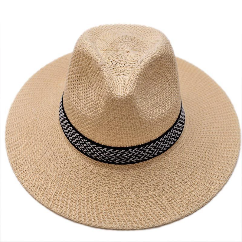 Panama Hat Short Brim Fedora Hat Cuban Cap Sun Hat Casual Jazz Hat Summer Straw Unisex Middle Aged And Elderly Summer Cool Hat