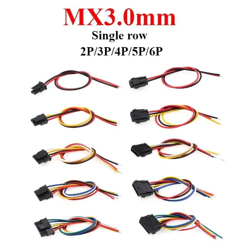 5/10/50pcs Micro-Fit 3.0mm Pitch Connector with 22AWG 20cm Cables Mx3.0 Singlel Row 2/3/4/5/6Pin Male Female Air Docking Housing