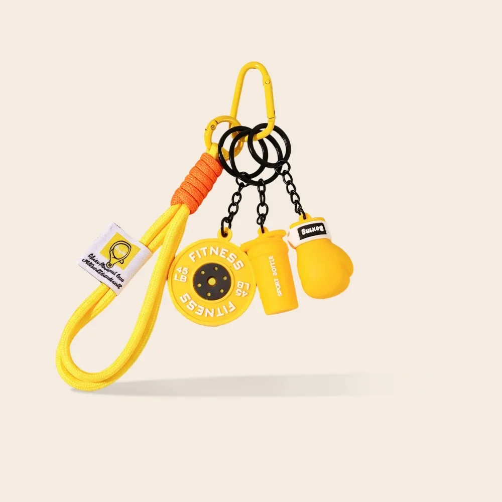 PVC Boxing Glove Keychain Metal Key Rings Wrist Strap Workout Key Ring Fitness Theme Multiple Charms Bag Accessories