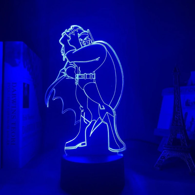 

Светящаяся акриловая подставка с изображением супергероя Бэтмена в стиле аниме, креативный ночник для спальни, украшение для рабочего стола, подарок.