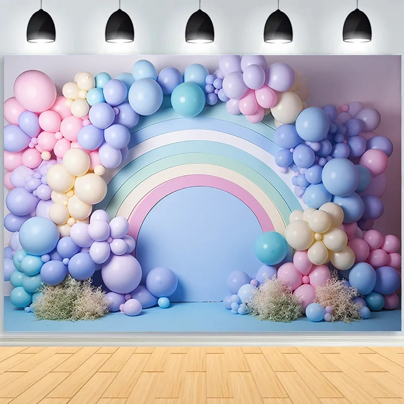 Arco-íris balão arco fotografia fundo, cenários adereços, adorável decoração pastel, estúdio de fotografia, festa de aniversário, CA-02