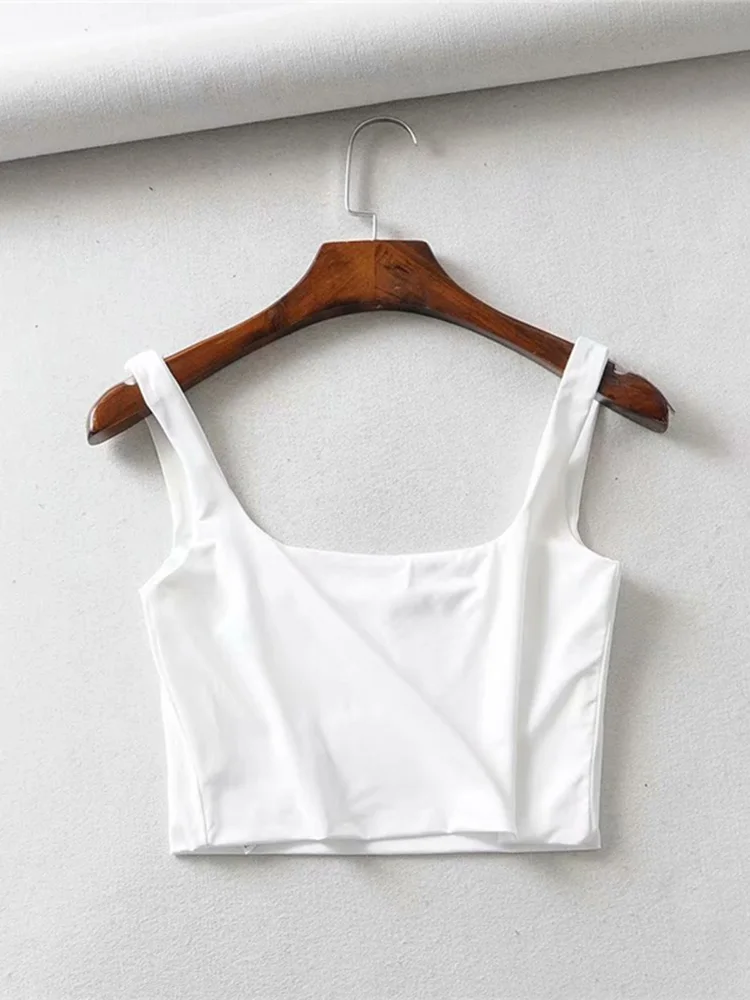 Offre spéciale 2025 été femmes Sexy hauts sans manche mode court col carré débardeurs 4 couleurs