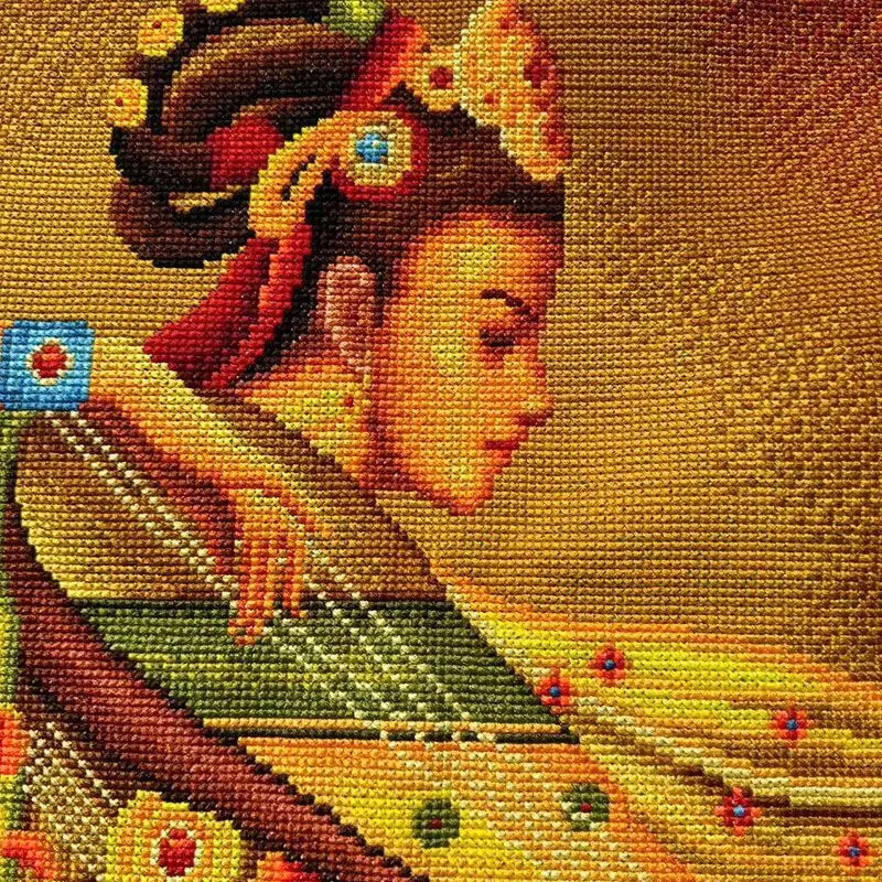 Hand embroidered pure handmade cross stitch finished product Dunhuang Feimei Tu full embroidery living room wall art