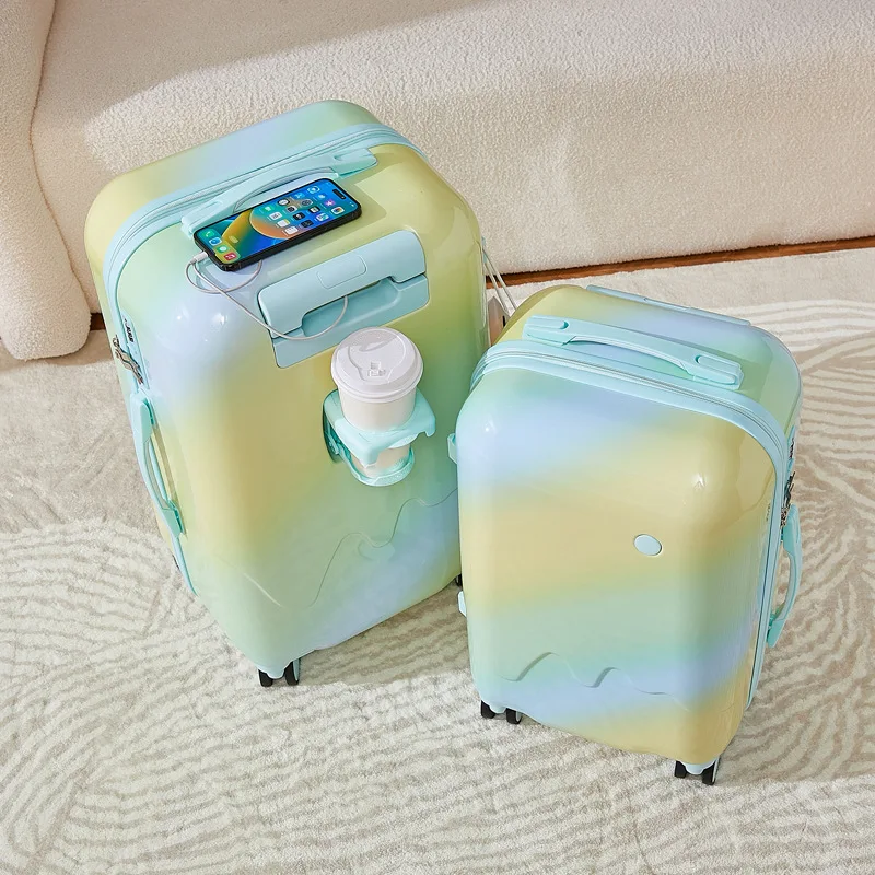 durable-gradient-luggage-carryon-suitcase-lightweight-travel-bag-with-combination-lock-abs-pc-material-universal-wheels