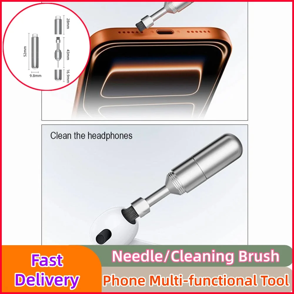 2 in 1 SIM Card Tray Removal Tool Precision Needle Cleaning Brush For Headphone Jack Charging Port Tablet Multi-functional Tool