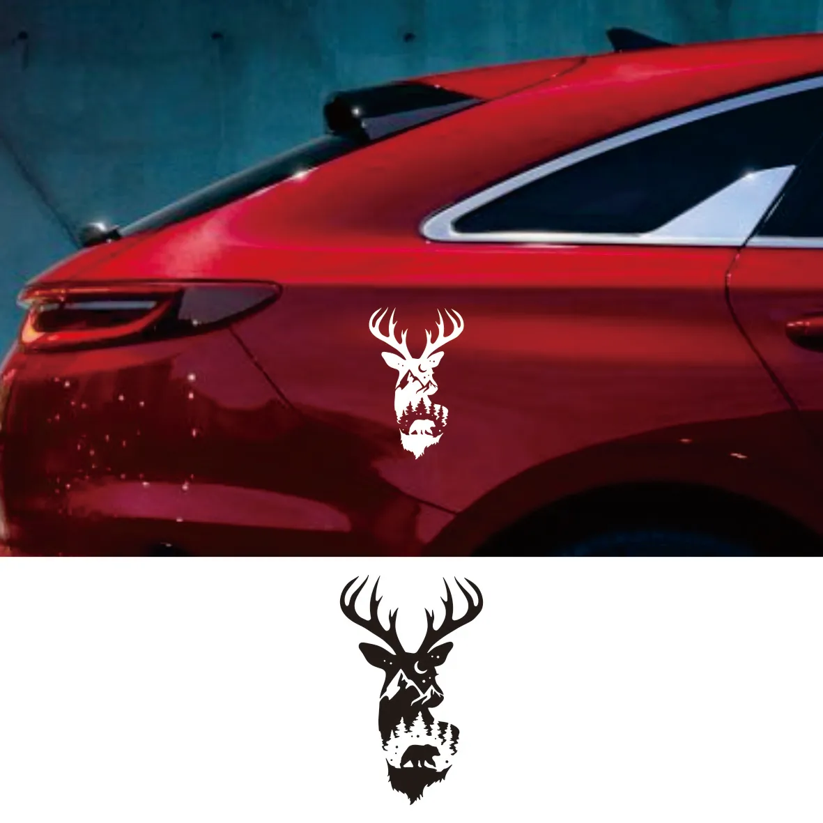 Starry Deer and Polar Bear: Fun and Creative Car Stickers, Glass Windows, Body Decoration Stickers, personalityCustomized