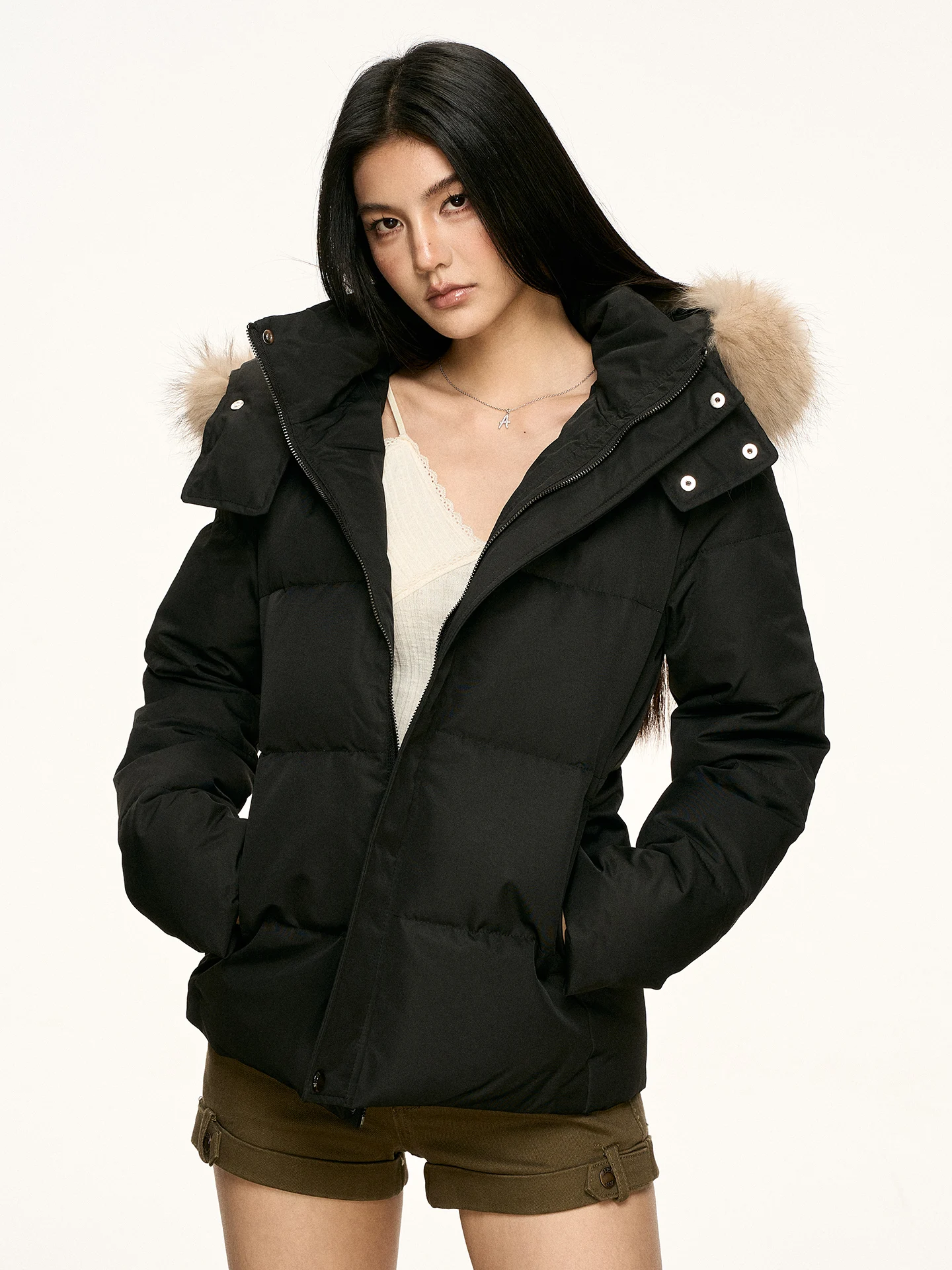 Aaisup Women's Quilted Jacket Hooded Duck down Padded Coat Short Warm Stylish Spring Autumn New Fashion Slim Fit Waist-Cinching