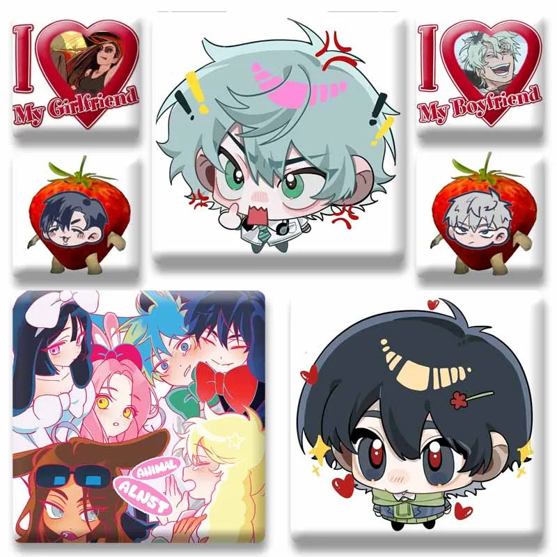 Anime Peripheral Alien Stage Square Badge Ivan Till Sua Mizi Brooch Cute Cartoon Badges Bag Hat Ornament Accesorios Jewelry Gift