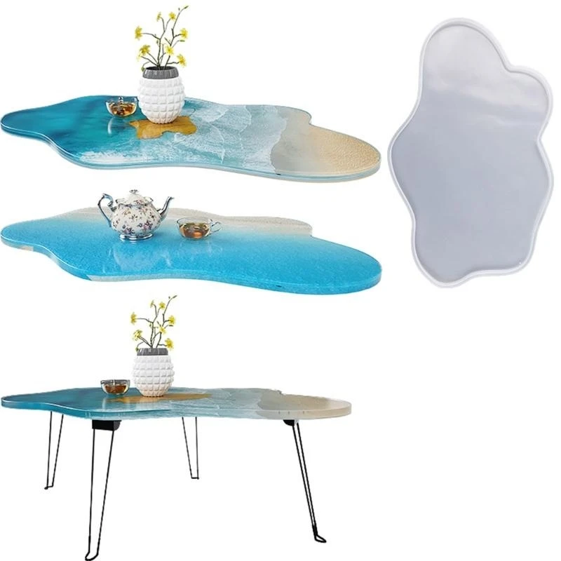 Nouveau grand plateau Table irrégulier, plateau rivière, fabrication moule en Silicone