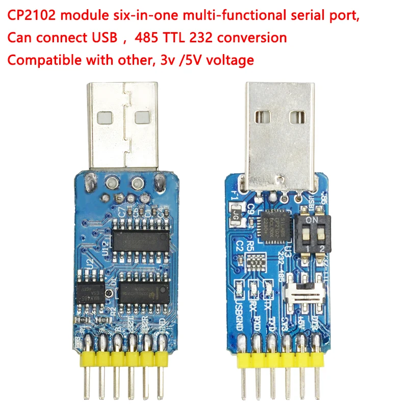 CP2102 module six-in-one multi-functional serial port can connect USB 485 TTL 232 conversion compatible with other 3v/5V voltage