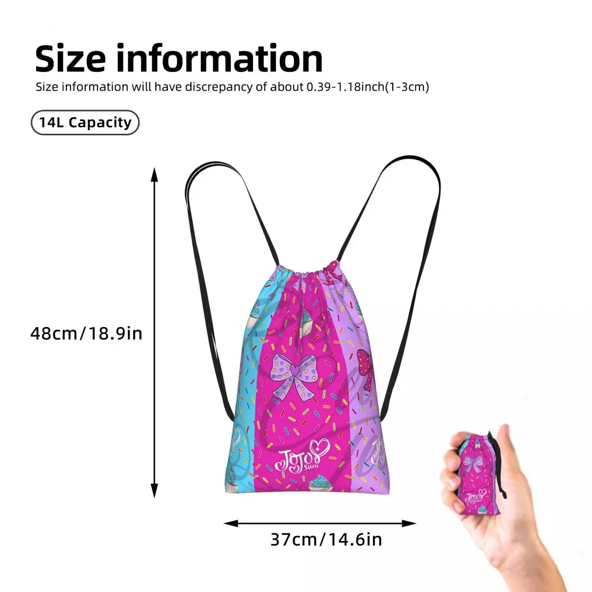 Vintage JoJo Siwa Bootleg Singer Karma Album Drawstring Backpack Sports Gym Bag Portable Travel Drawstring Bag for Men Women