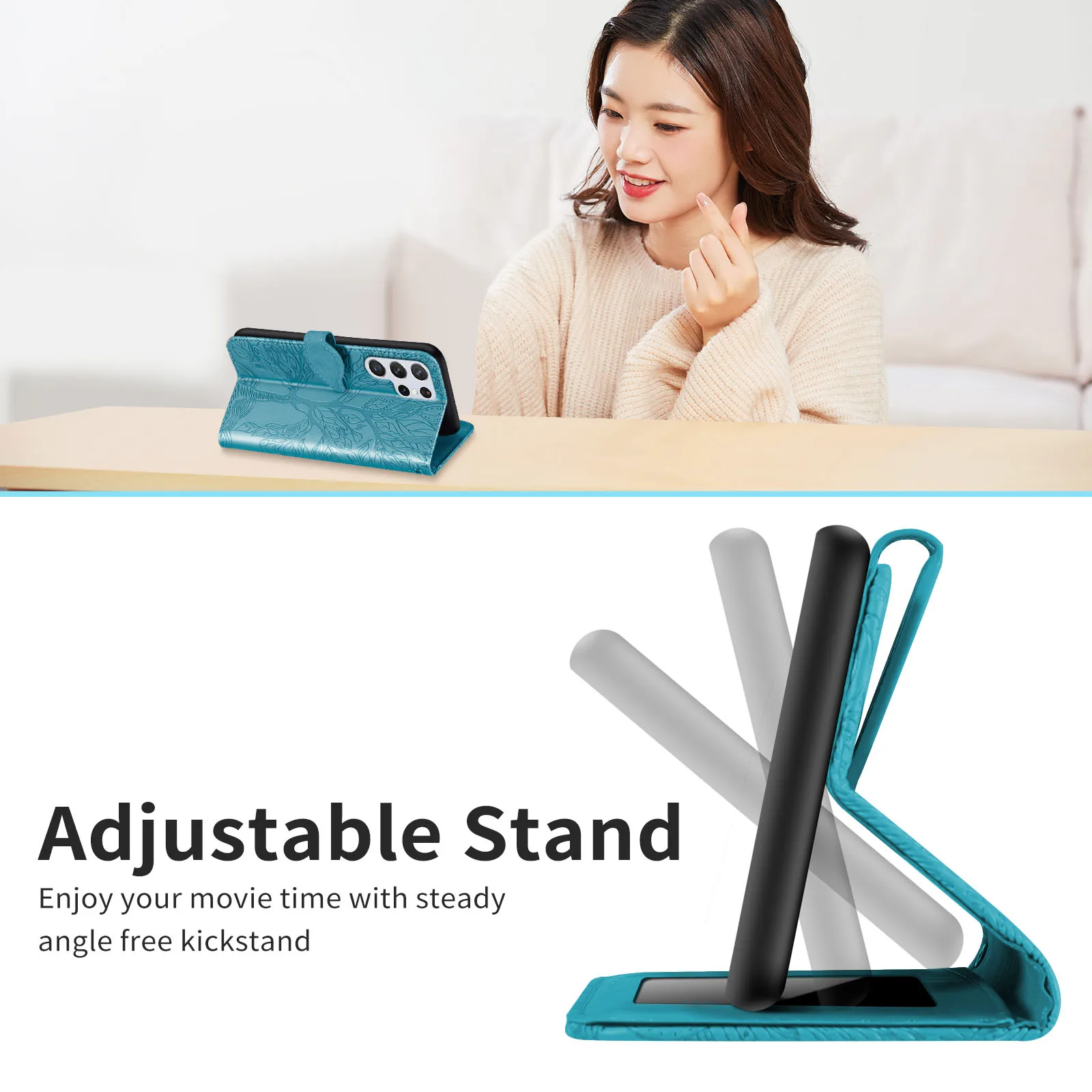 Card Slot for Samsung S23 Ultra Case Buckle with Lanyard Flip Leather Cover for Galaxy A54 A34 A24 A14 A73 A53 A33 S22 Plus