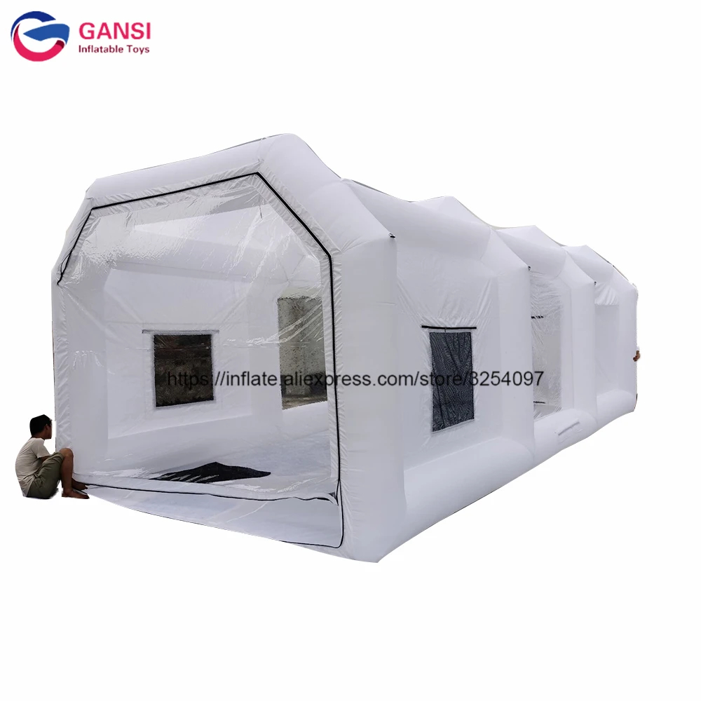 White Color Inflatable Spraying Tent Mobile Inflatable Car Paint Booth For Rental