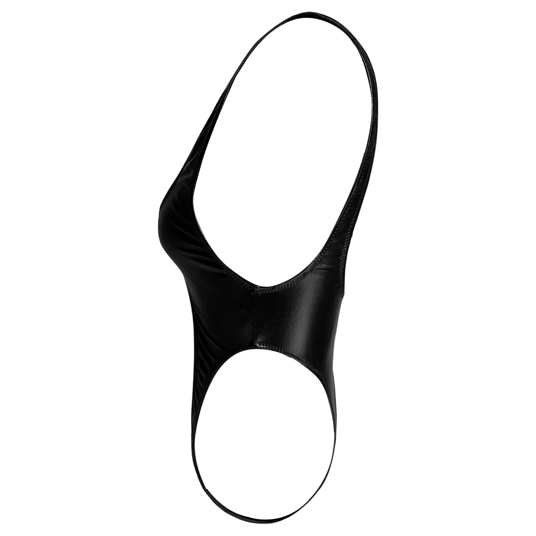 S-XL Glänzendes PU-Kunstleder Extreme String Mini Micro Thong Monokini Damen-Badeanzug Einteiliger Badeanzug Damen-Badebekleidung V1985 – Detail 12