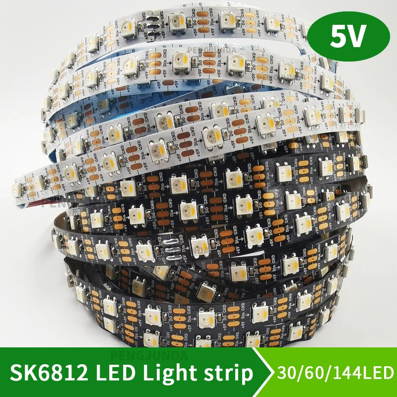 SK6812 DC5V RGBW (유사 WS2812B) 4 In 1 30/60/144 Leds/Pixels/m 개별 주소 지정 가능 Led 스트립 CW NW WW IP30/65/67