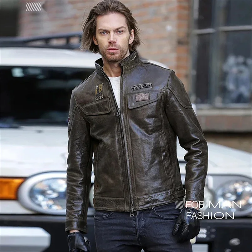 

2024 Europe and America AMI Khaki Oil Wax Leather Jacket Manufacturer Directly Provides New Zealand Sheepskin Clothes