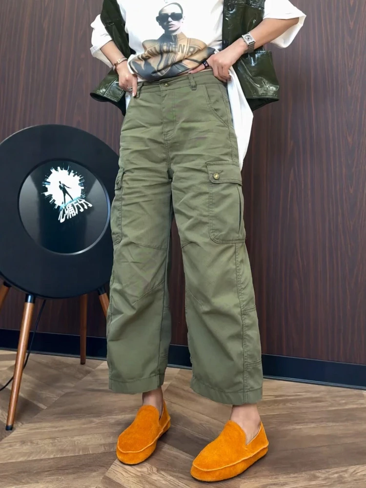 

Американские рабочие джинсы для женщин, весна-лето 2026, новые, цвета хаки, тонкие, модные, универсальные, широкие брюки