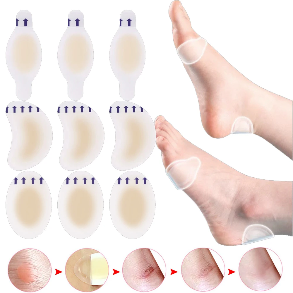 9/18 Uds. De Gel suave para zapatos, pegatina hidrocoloide Invisible, parche Protector de ampolla, alivio del dolor, eliminador de callos, protector para el cuidado de los pies, piel