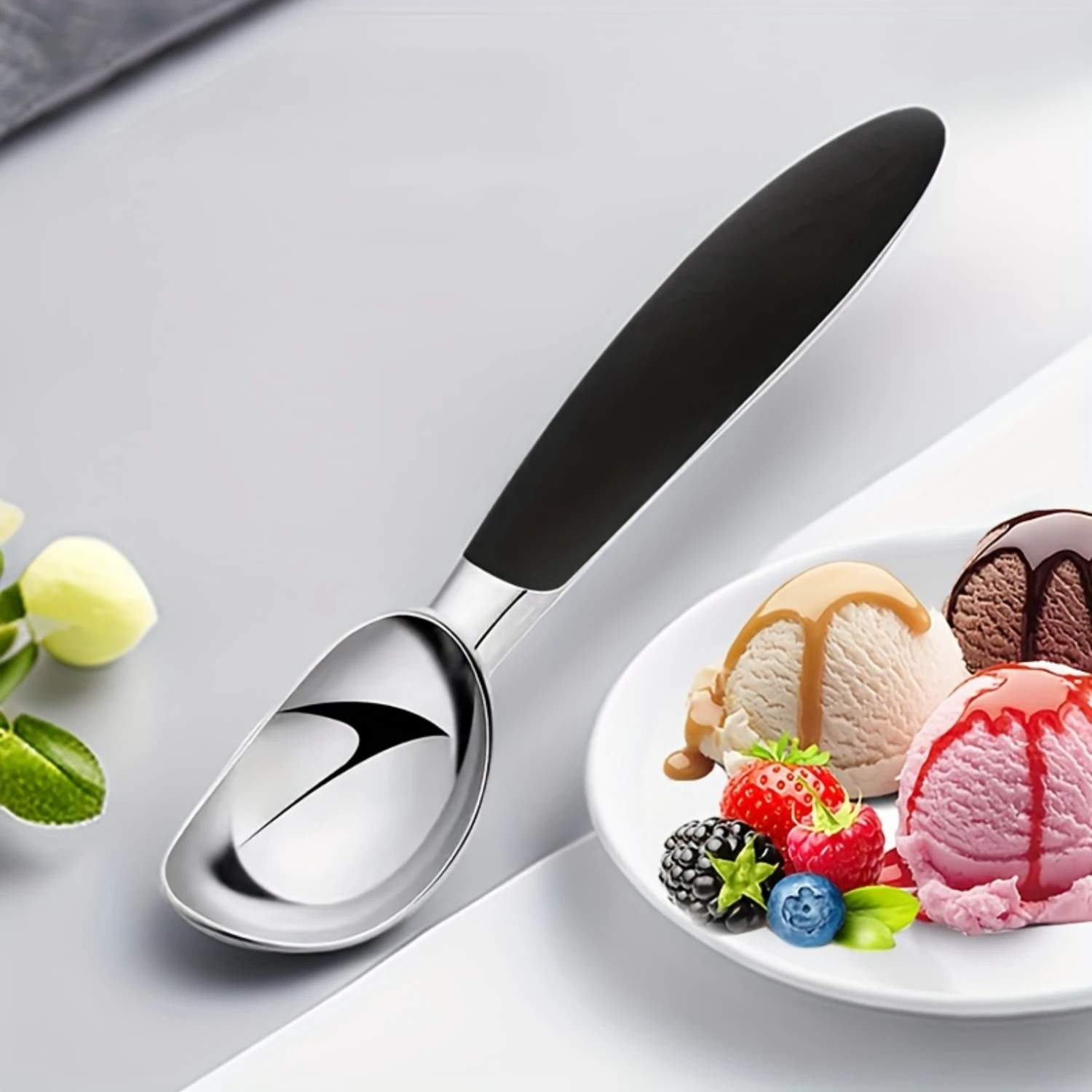 Stainless Steel Ice Cream Scoop - Durable, Easy-Release Ball Spoon For Perfectly Shaped Treats