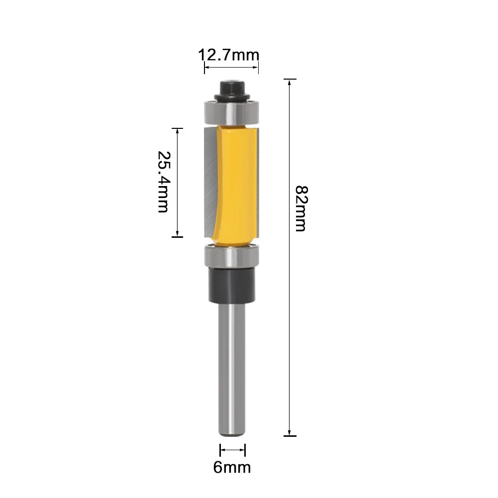 

1pc 6mm Shank Straight Flush Router Bit Trimming Milling Cutter With Double Bearings Wood Cutter For Woodworking Tools