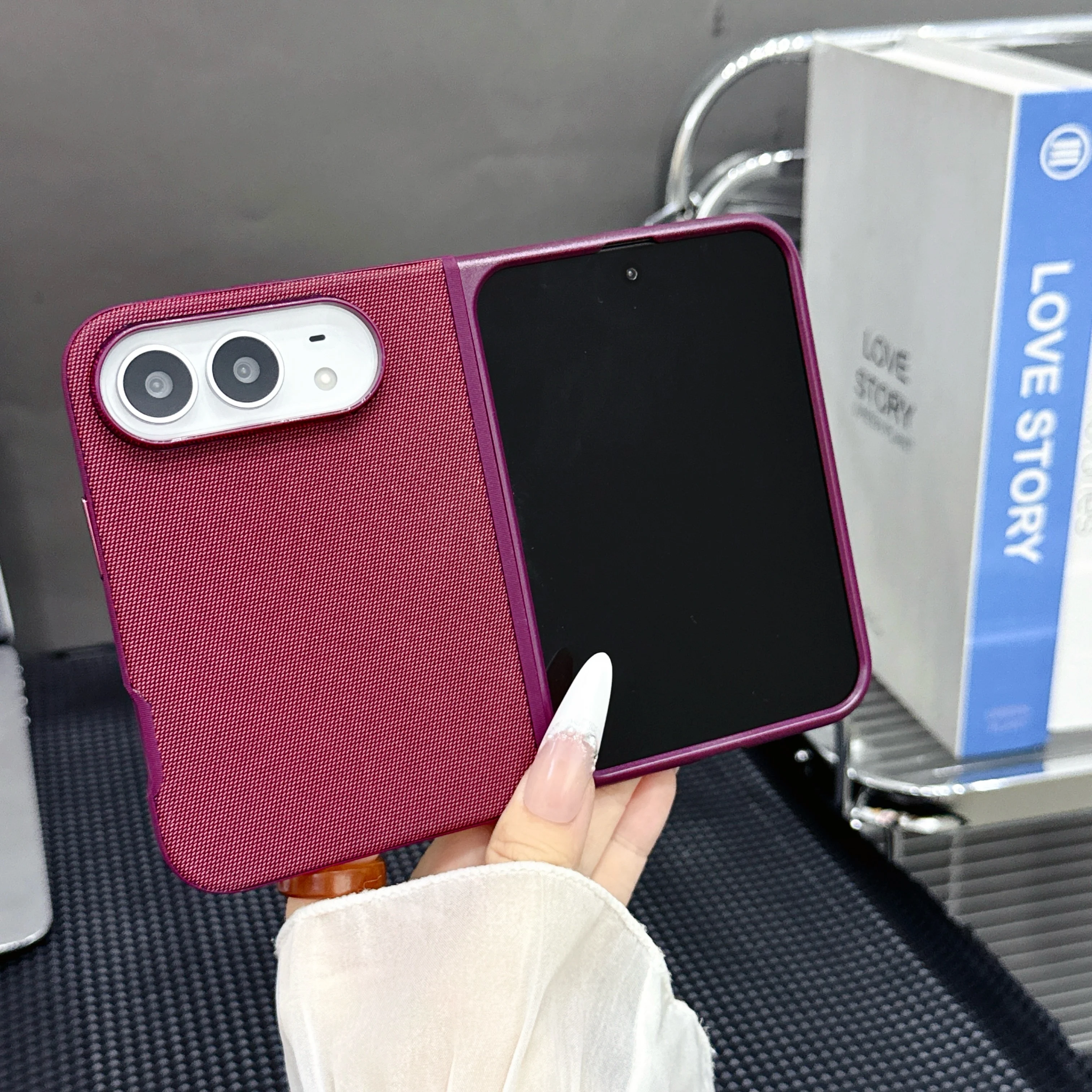 New Luxury TechWoven Fabric Fold Magnetic Case For iPhone Duo For MagSafe Charging Anti Fingerprint Shockproof Protection Cover - view 4