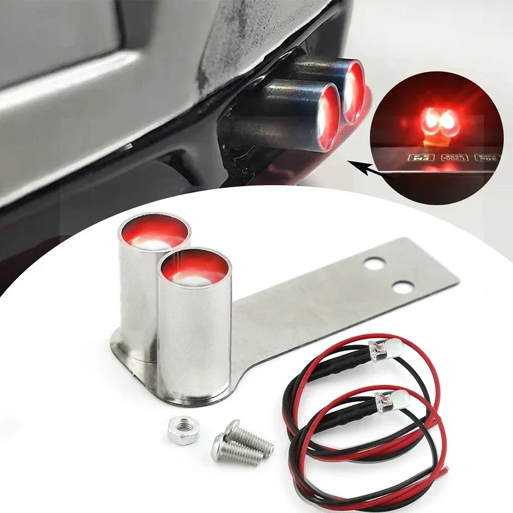 Tubo de escape de simulación de coche teledirigido de acero inoxidable, 1 piezas, LED, pieza de actualización modificada para modelo de coche teledirigido 1/10, accesorios