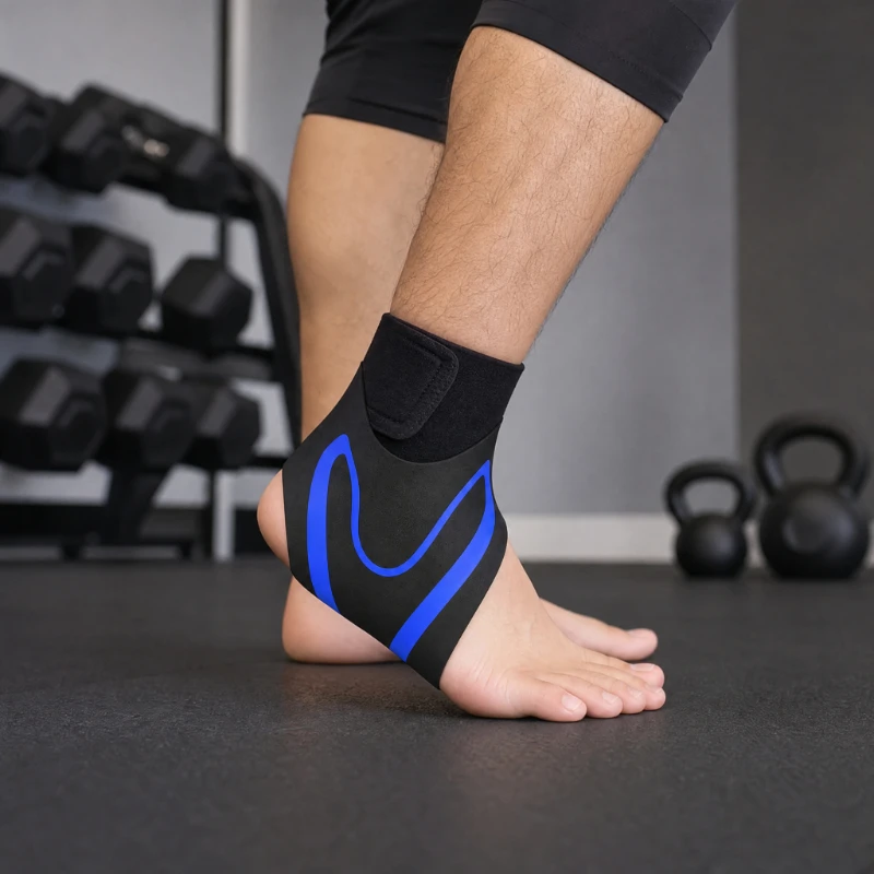 Unisex 4PCS Sports Ankle Compression Braces - Non-Slip Adjustable Straps, Impact Resistant Sporty Protective Gear for Running/Basketball