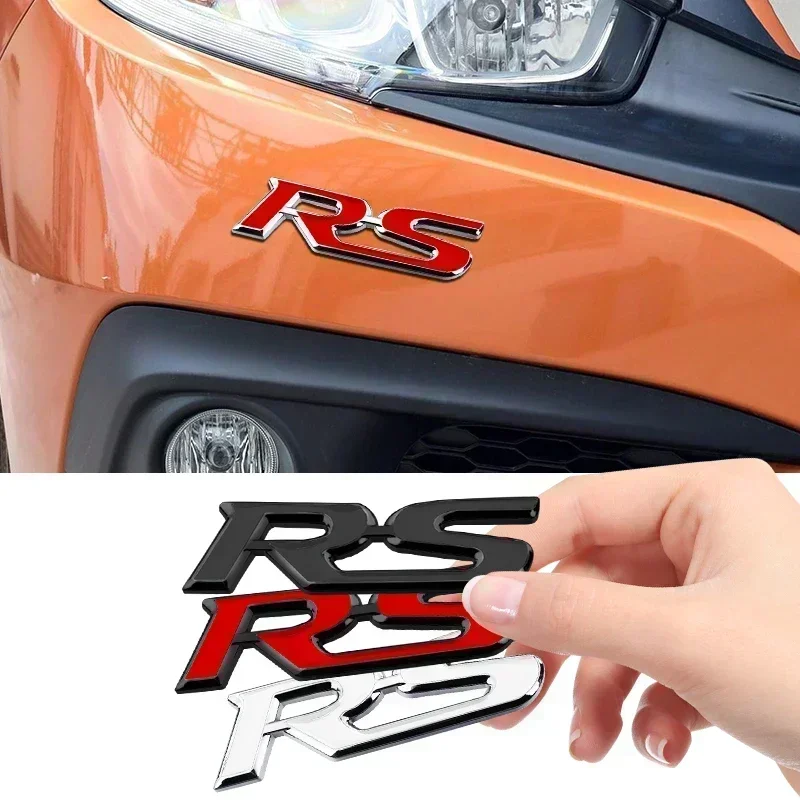 1pcs 3D Metal Car Letters Sticker RS Logo Sport Emblem Badge Accessories