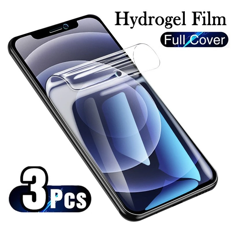 

Набор из 3 мягких гидрогелевых пленок для iPhone 16, 13, 12, 11, 14, 15, 17 Pro Max, Air 16E, XR, XS, SE 2020, 2022 – Защитная пленка для экрана