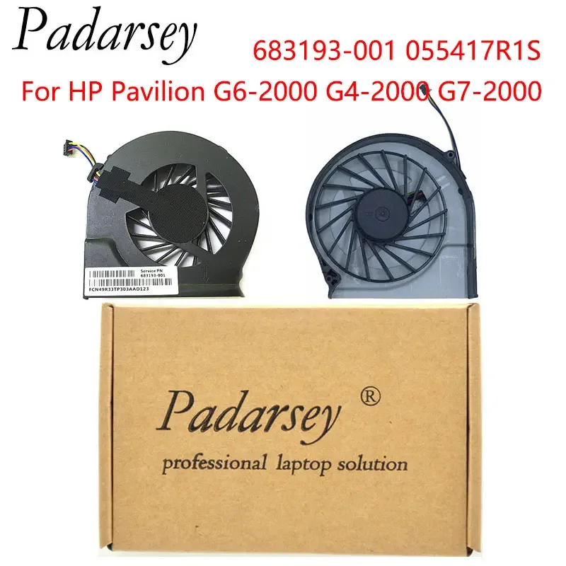Ventilador de resfriamento de CPU de substituição Padarsey para laptop HP Pavilion G6-2000 G4-2000 G7-2000 Series 683193-001 055417R1S