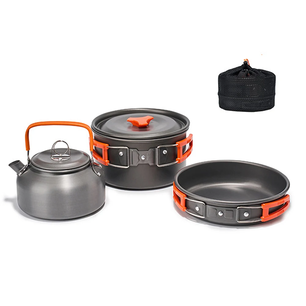 

Camping Hiking Cookware Set Outdoor Portable Picnic Cookware Kit Alumina Pot Frying Pan Set Travel Cooking Accessory