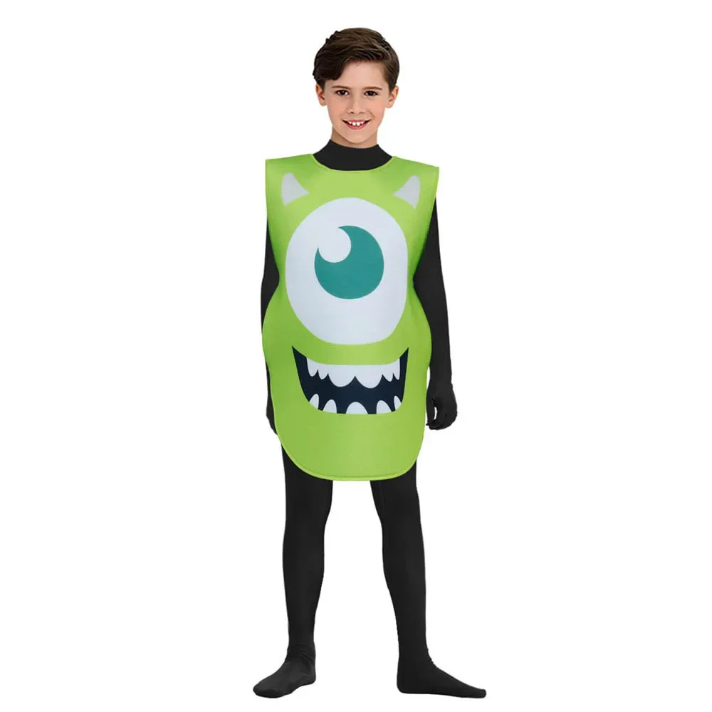 Cosplay Anime Cute Big Eyes Costume Boys Green Monster Printed Sponge Carnival Party Funny Dress Up Halloween Costume