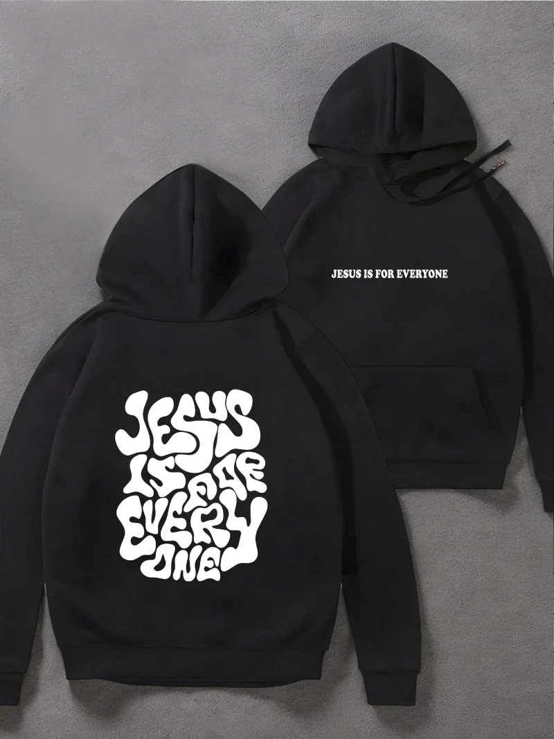 

2025 Autumn and Winter Men's Faith Print Hoodie Heavyweight Cotton Double High-end Luxury Is for Both Men and Women Top Y2k
