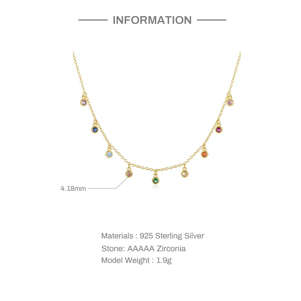 Aide 925 Sterling Silver French Elegancki okrągły cienki wszechstronny naszyjnik damski z cyrkoniami Wykwintna biżuteria z łańcuszkami Choker — zdjęcie 3