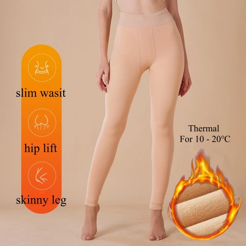 

Soft Fleece Thermal Leggings Women Winter Warm Shaping Pantyhose Stretchy High Waist Tights Sexy Footless Leg Warmers Pants
