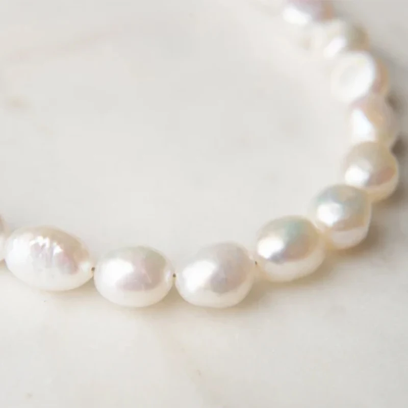 Real 8-9mm Baroque Pearl Necklace Choker, Freshwater Pearl Necklace Women, Irregular Pearl Necklace Men, Pearl Jewelry