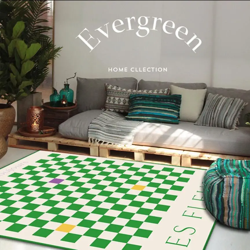 Nordic Modern Geometric Checkerboard Living Room Carpet Home Decoration Modern Bedroom Mat Bedside Carpets Coffee Table Sofa Rug