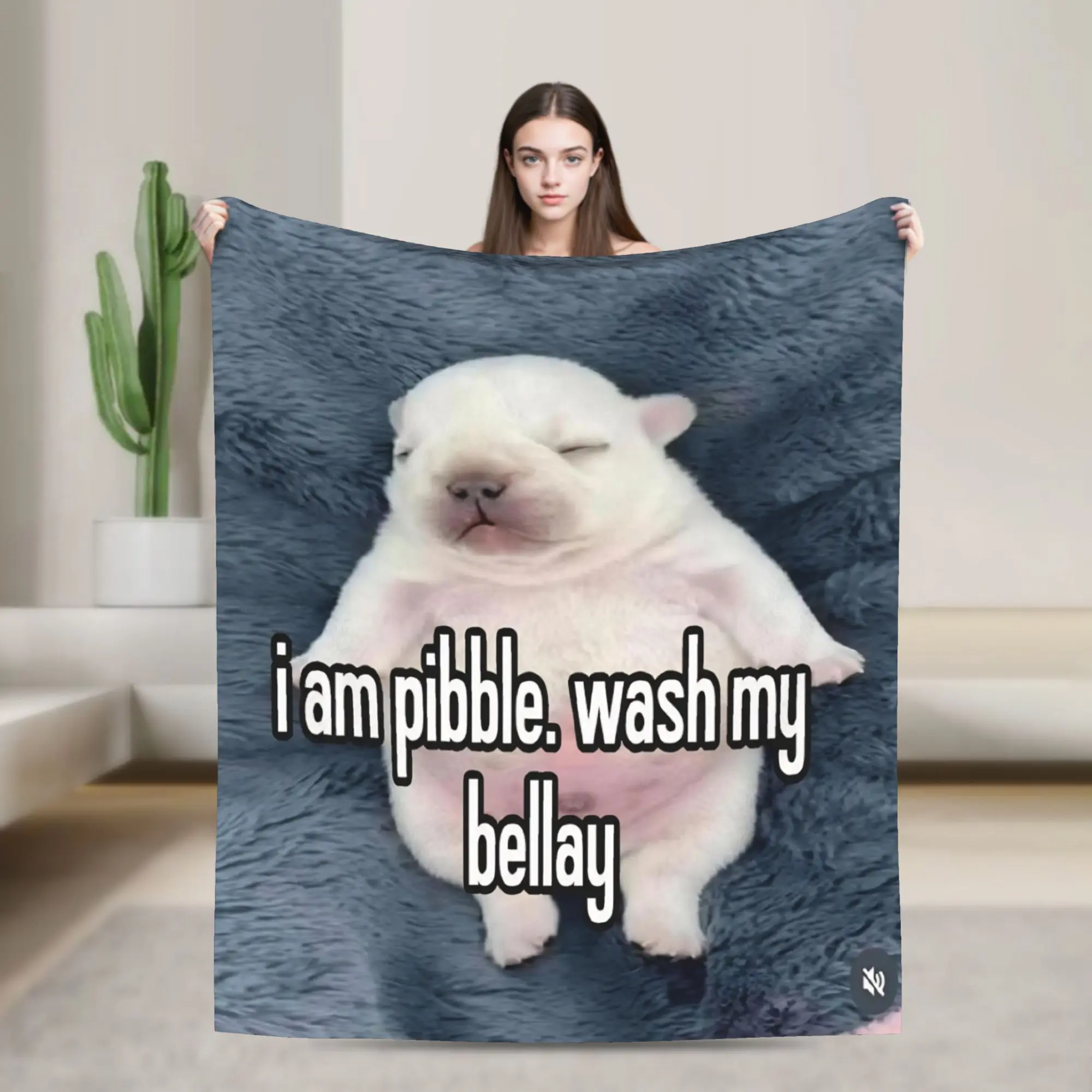 Y2K Pibble Meme Wash My Belly  Blanket Lightweight Thin Flannel  Comfortable Throw Blanket Machine Washable