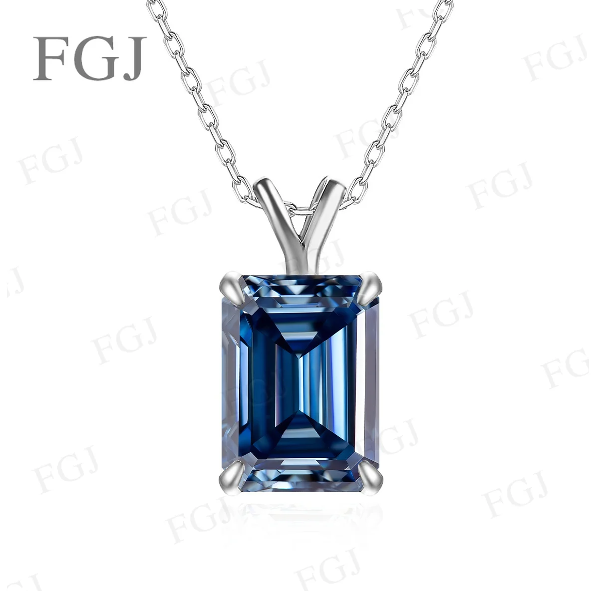 4CT Smaragdschliff Moissanit-Anhänger-Halskette für Damen, 925er Sterlingsilber mit 18K Goldplattierung, edler Schmuck, Hochzeitsgeschenk – Detail 9