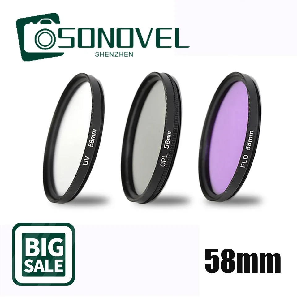 Kit de filtro de lente 58mm UV CPL FLD para Canon EOS 1300D 1200D 1100D 800D 760D 750D 700D 650D 600D 100D 70D 77D 80D con lente de 18-55mm