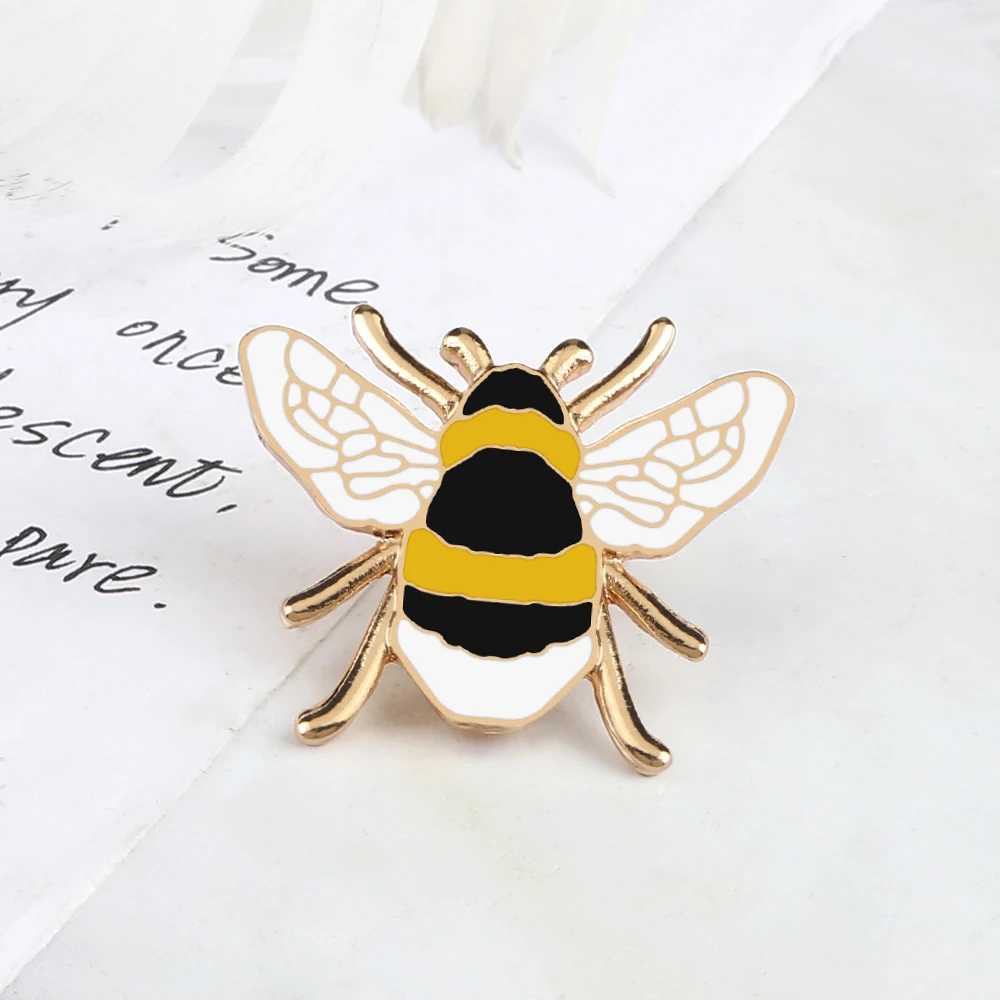 Cartoon Insect Enamel Pins Cute Metal Honey Bee Brooch Bag Clothes Lapel Pin Funny Animal Fashion Jewelry Gifts for Kids Friends