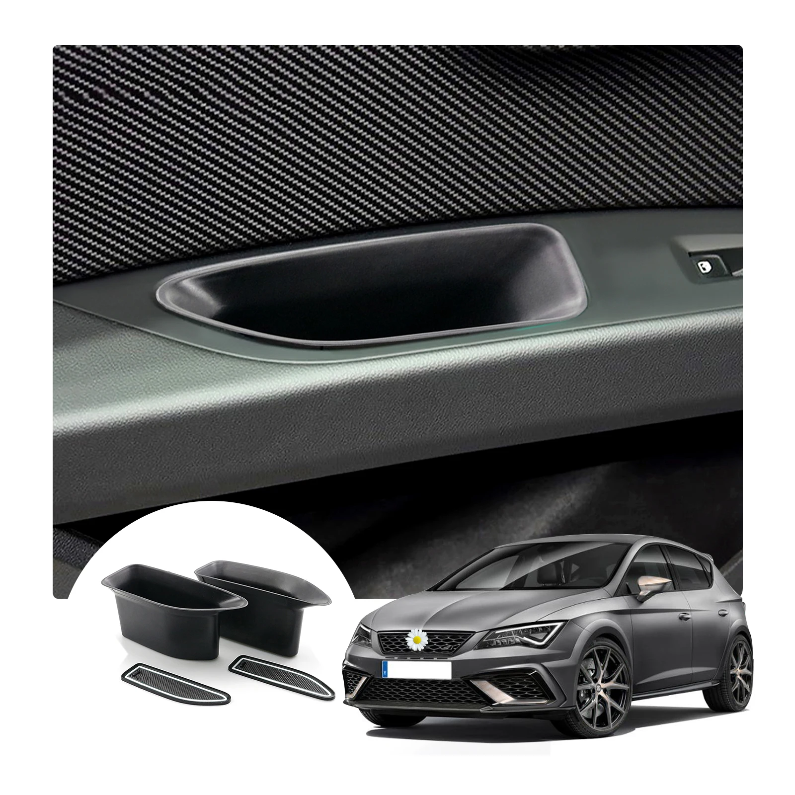 RUIYA Car Door Storage Barrel for Leon MK3 Leon Cupra 5F 2013-2019 Front Door Storage Box Auto Interior Leon MK3 Accessories