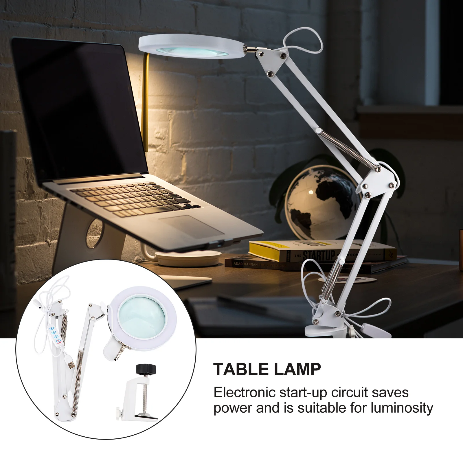 

1Pcs 5X Desktop LED Magnifier Lamp Energy Saving Adjustable Brightness Long Arm Welding Reading Crafts Repair Table Lamp