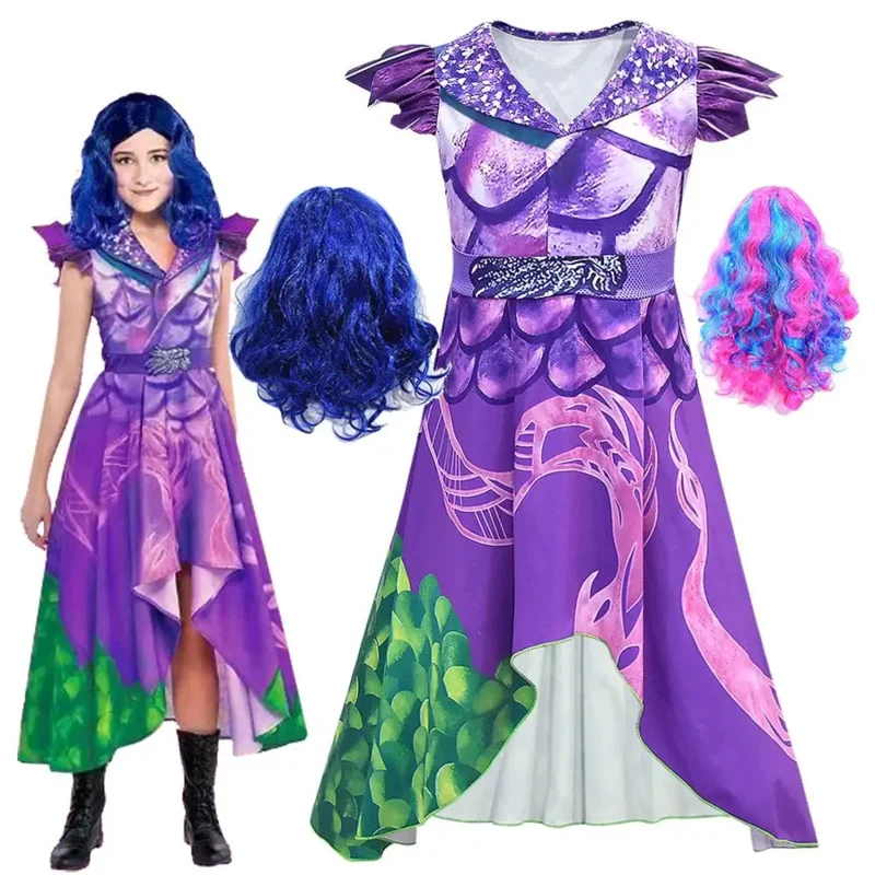 New 2020 Descendants 3 Evie Cosplay Dress Mal Costume Top Pants Full Set Children Kids Halloween Carnival Costume For Girls