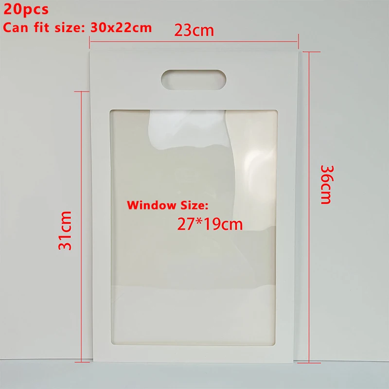 20pcs 30x22cm A4 Envelopes Kraft Paper for Transparent Window Storage Packaging Box Sealed Bag Business Document Photo Frame