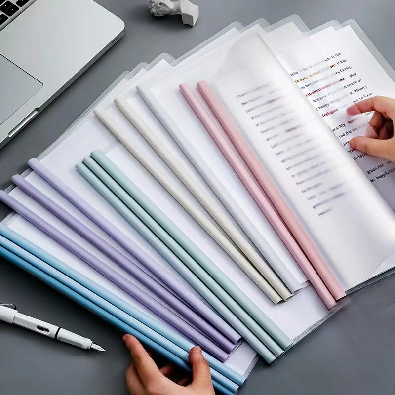 

5Pcs Gradient Pull-out Clip Teardrop-shaped A4 Transparent Folder Pull-out Clip Resume File Folder Approval and Submission