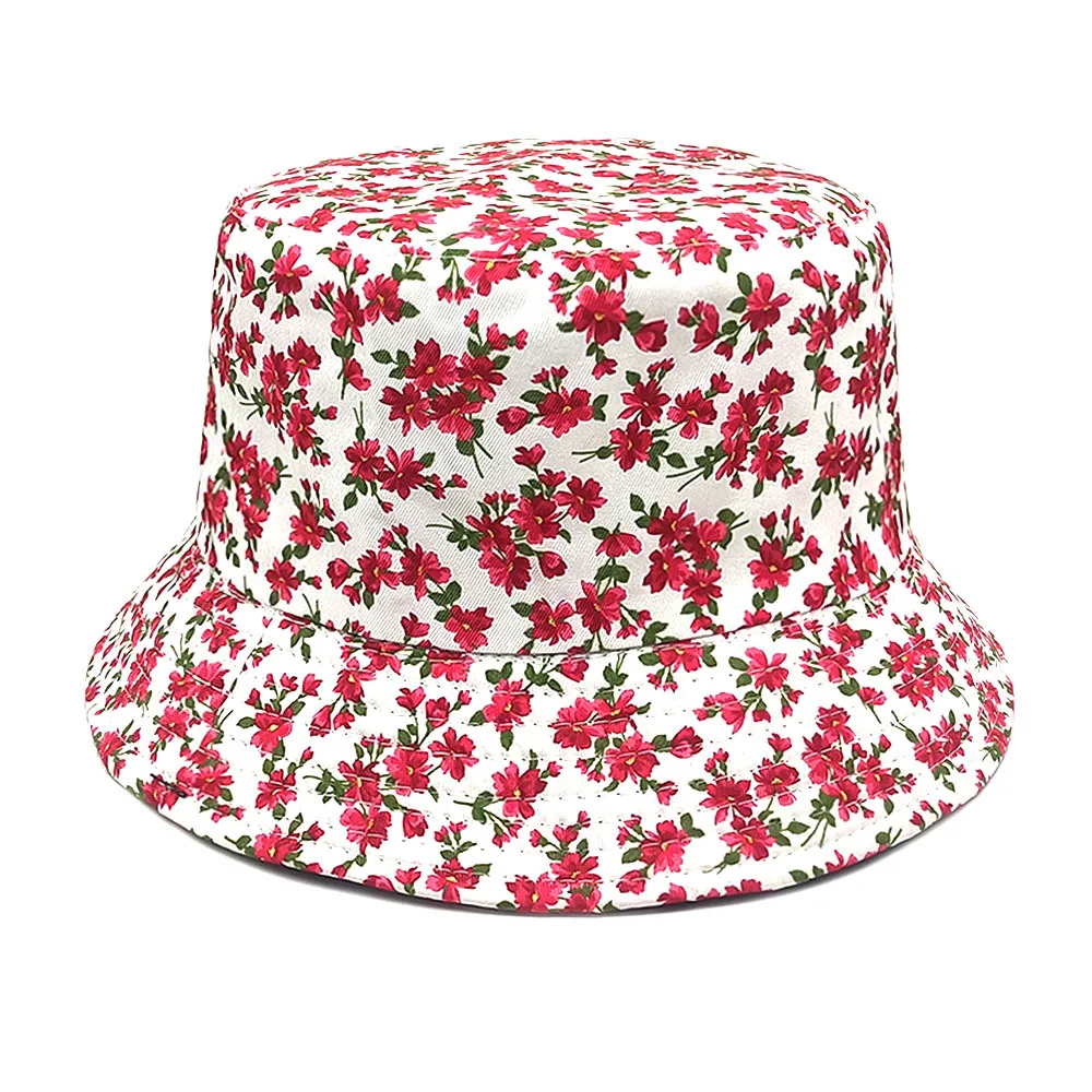 Fresh Travel with Small Fragmented Flowers, Wearing Double Faced Travel Sun Protection Hat, Women's Outdoor Beach Sun Protection